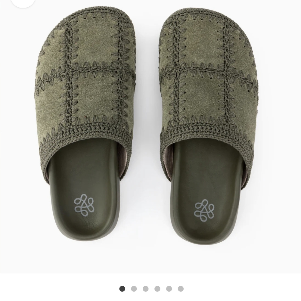 Green Suede Slip-On Slippers
